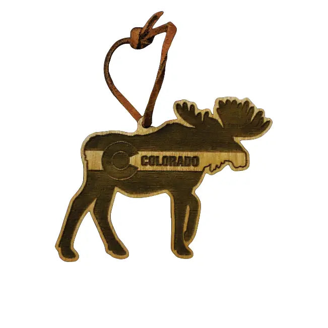 Sherwood Hand-painted Birch Ornaments Colorado Moose