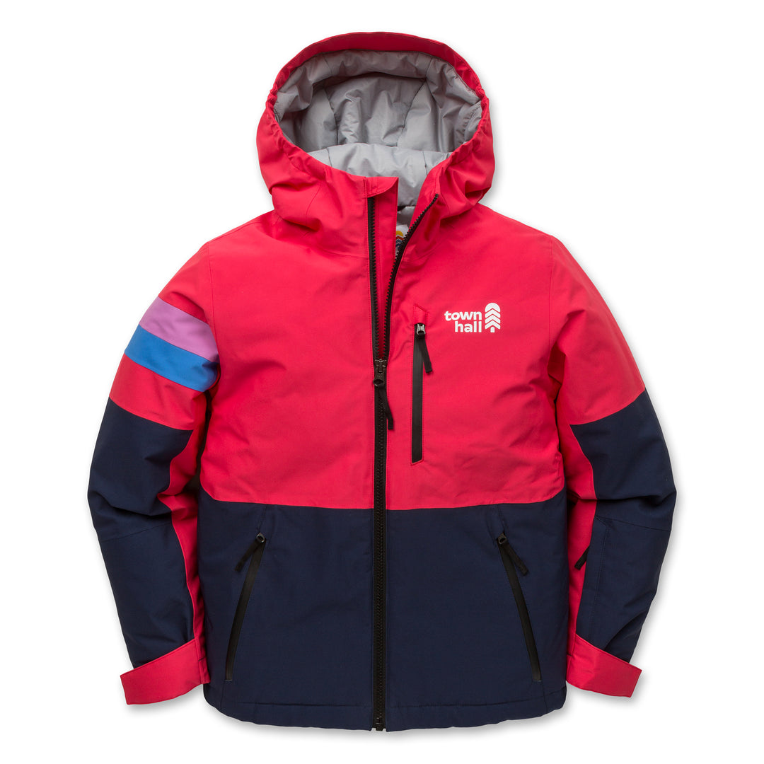 Town Hall Winter Jacket Rose Red Black Iris