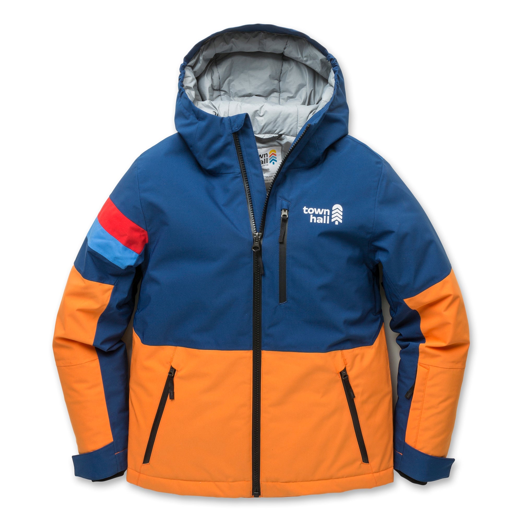 Town Hall Winter Jacket Estate Blue Persimmon Orange