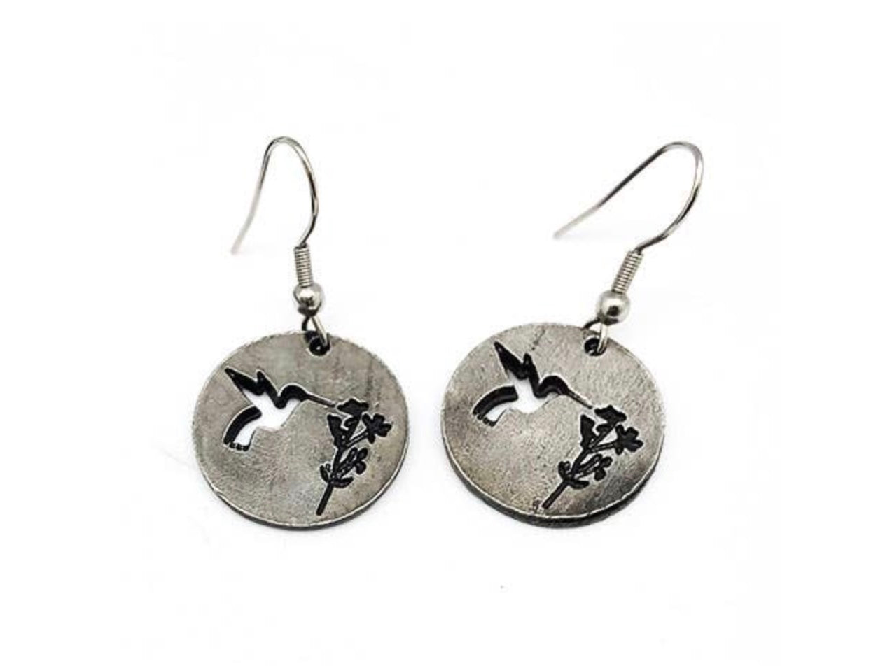 Pewter Earrings Hummingbird