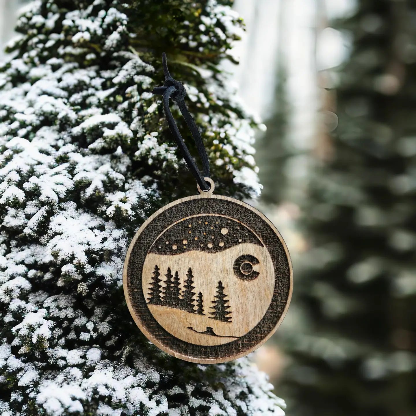Sherwood Hand-painted Birch Ornaments Colorado Mountain Snow
