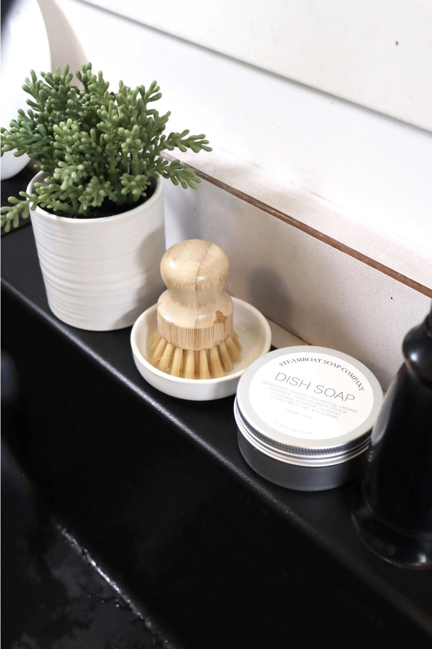 Ceramic Soap Dish and Brush