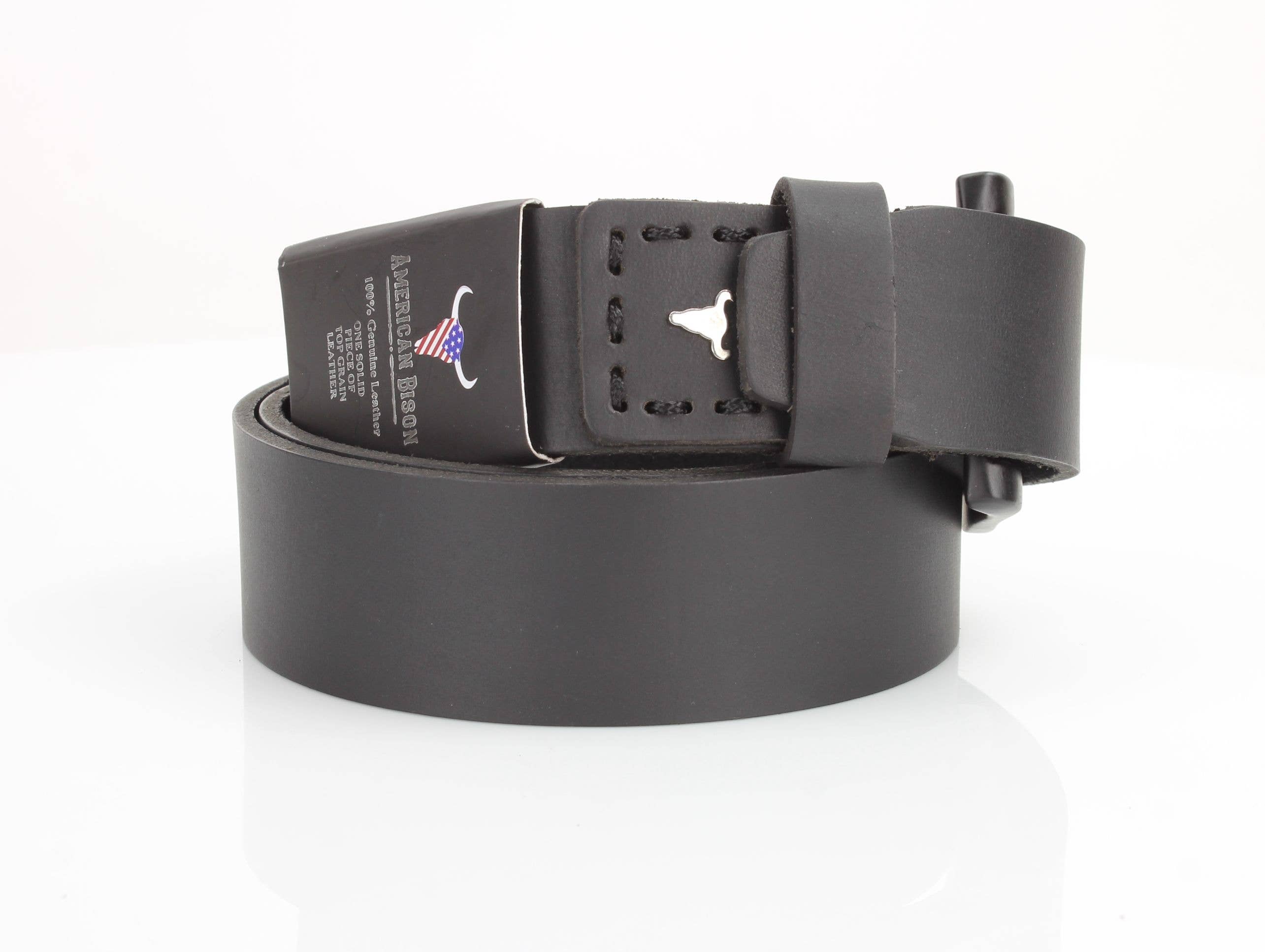 Leather Impressions Inc Classic Leather Belt with Fine Stitching and Logo - ABB 010