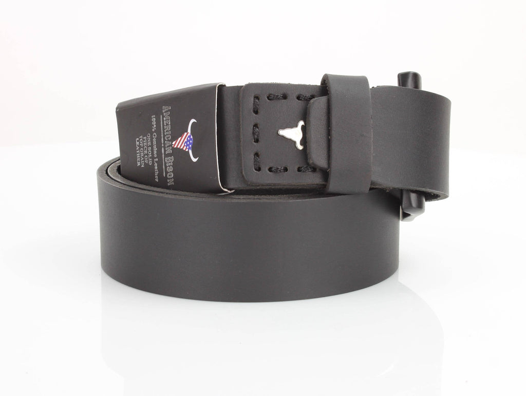 Classic Leather Belt with Fine Stitching and Logo - ABB 010