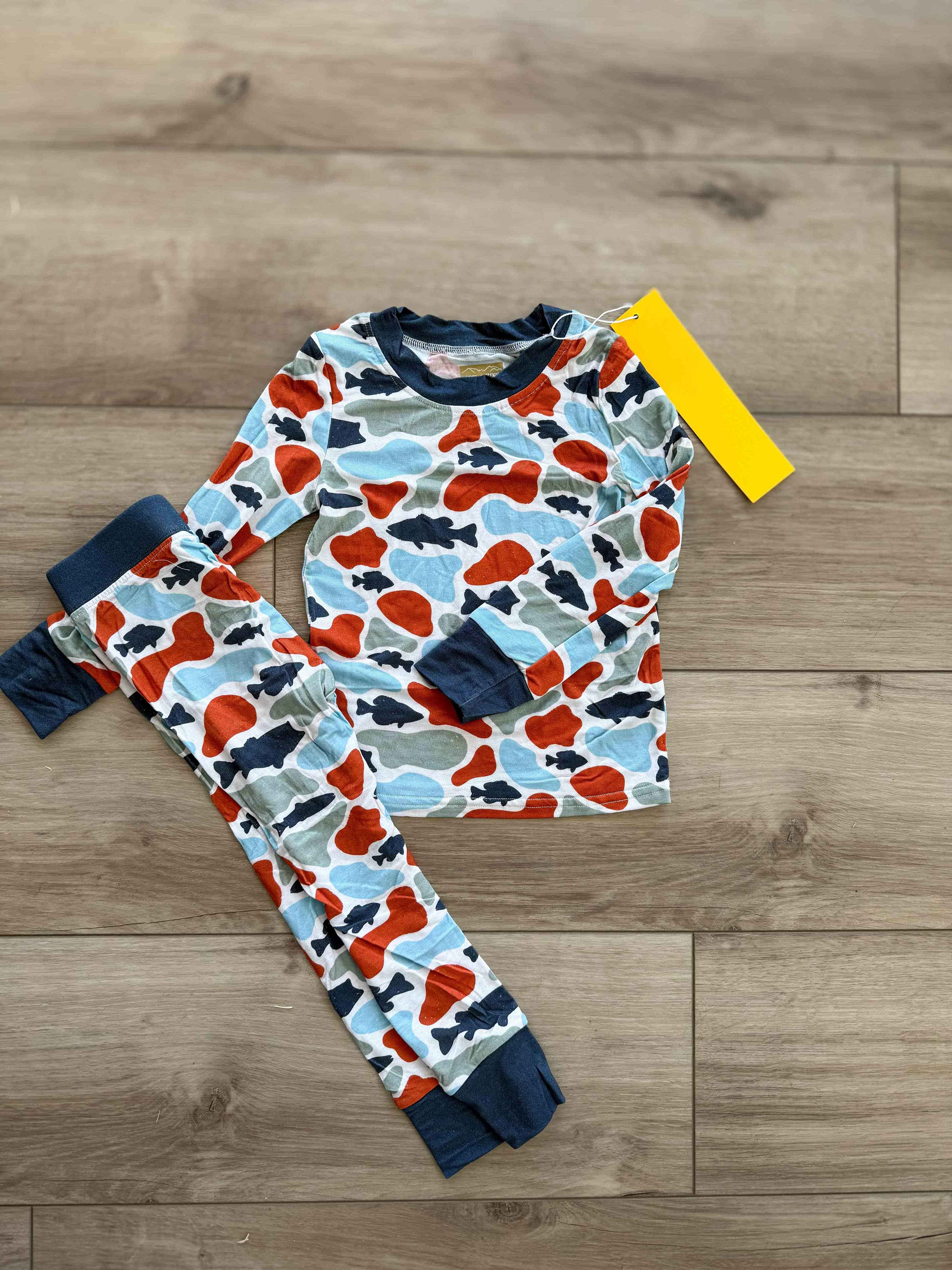 Keep the Littles Wild 2 Piece Bamboo PJ Set Camo Fish Bamboo
