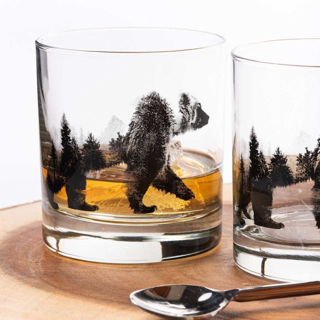 Double Exposure Bear Whiskey Glasses