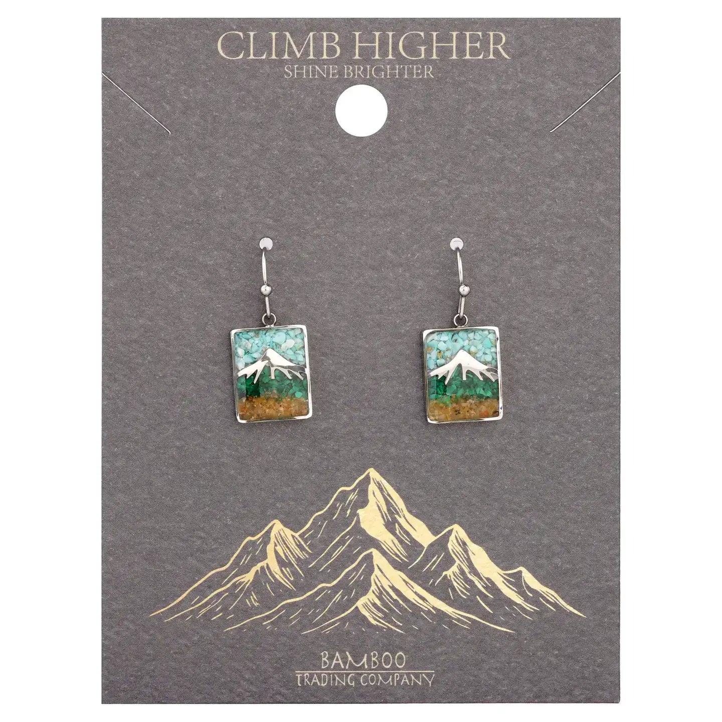 Bamboo Trading Company Mountain Summit Earrings Turquoise Silver