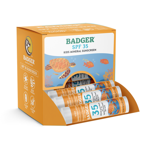 Badger Kids Mineral Sunscreen Face Stick SPF 35, 12ct