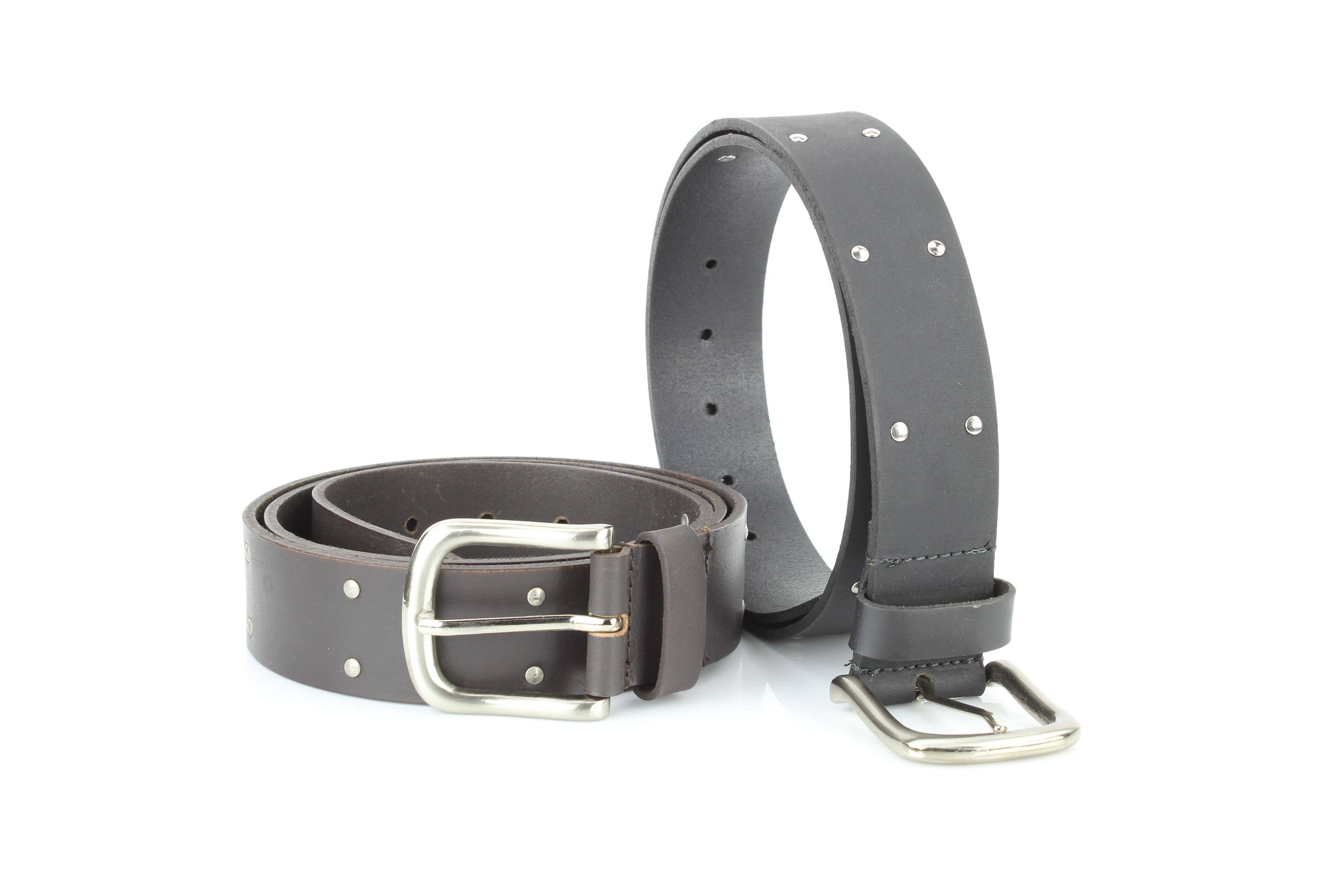 Leather Impressions Inc American Bison Metal Studded Western Belt ABB WST 1001