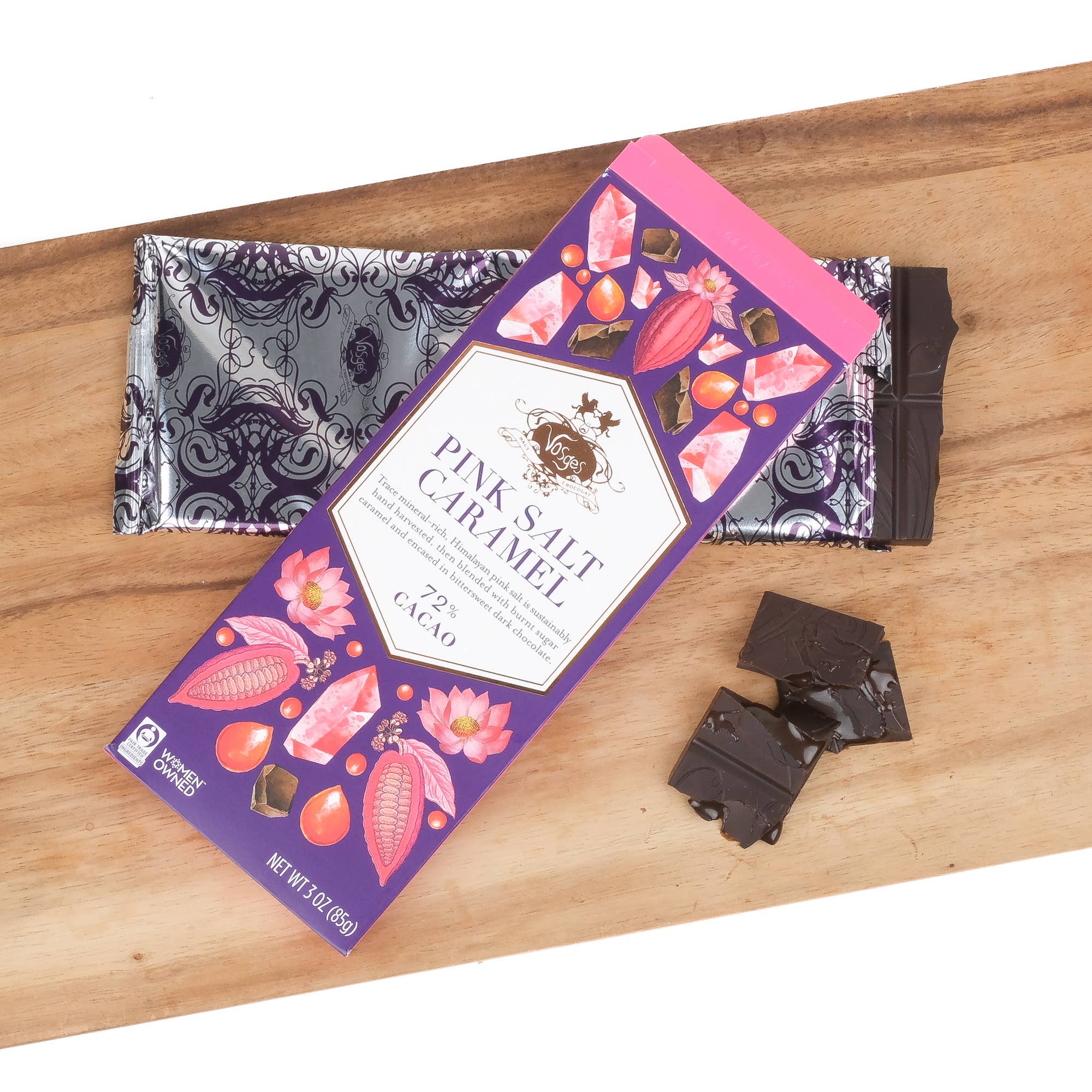 Dark Chocolate Bar w/ Himalayan Pink Salt & Caramel -Gourmet
