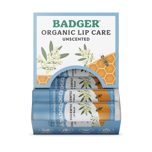 Badger Unscented Classic Lip Balm for Sensetive Lips