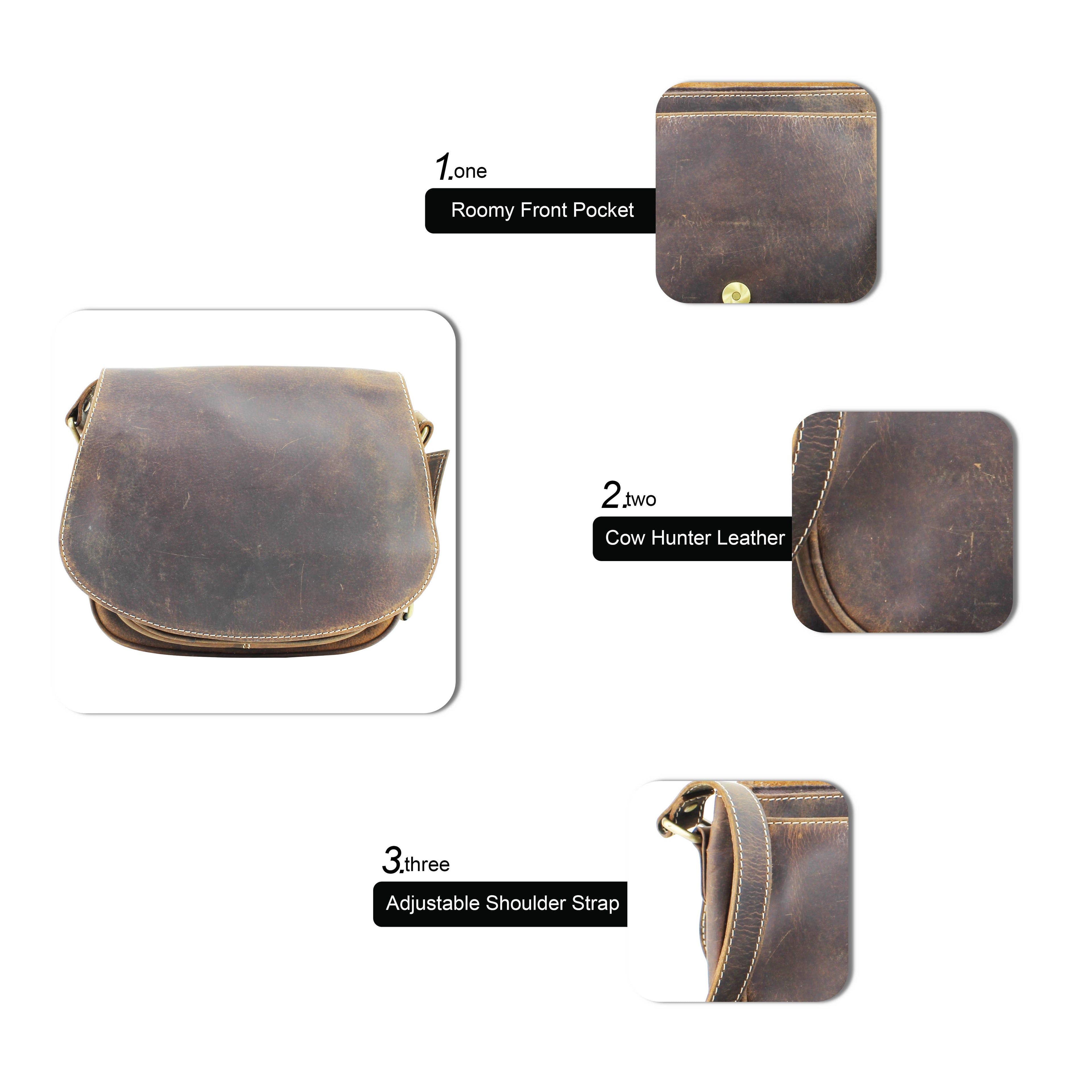 Hunter Leather Flap Over Saddle Bag