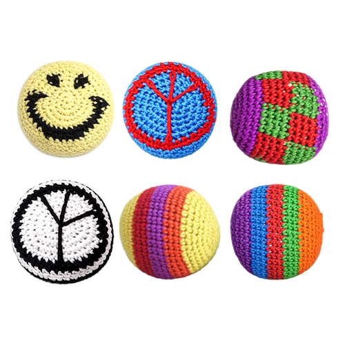 Extreme Retro Hand-Knitted Kick Pouch Footbag - 12/Display