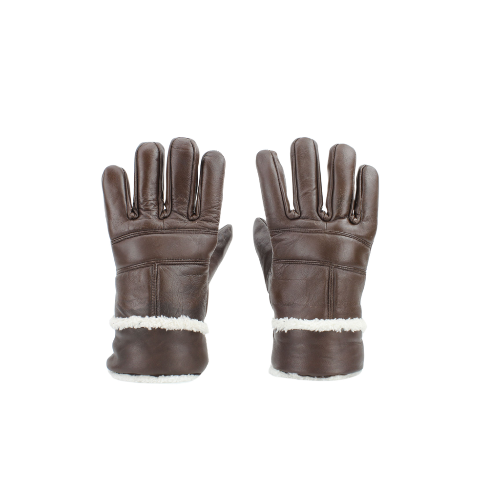 Sheepskin Leather Gloves with White Sherpa Lining ABGL102SH