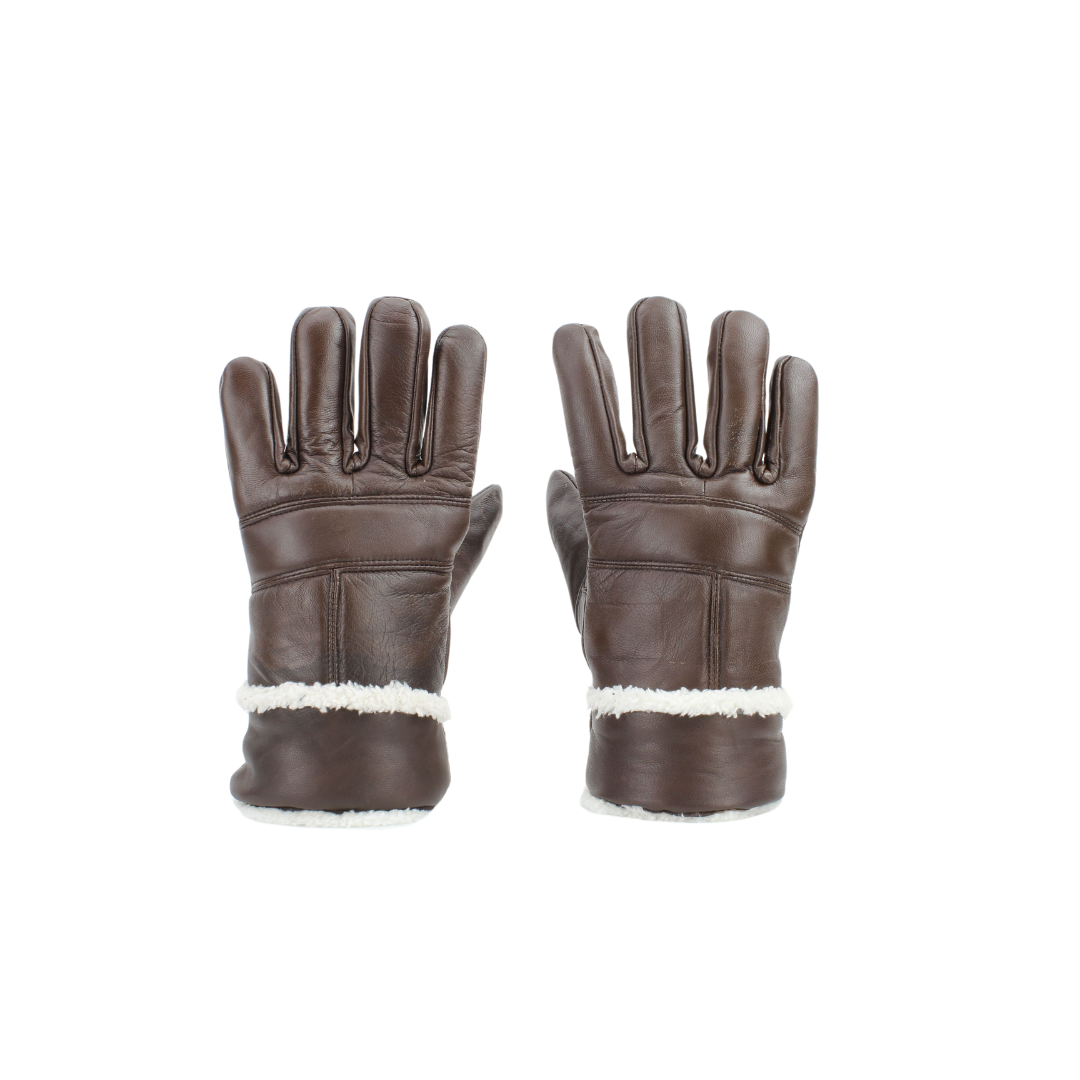 Sheepskin Leather Gloves with White Sherpa Lining ABGL102SH