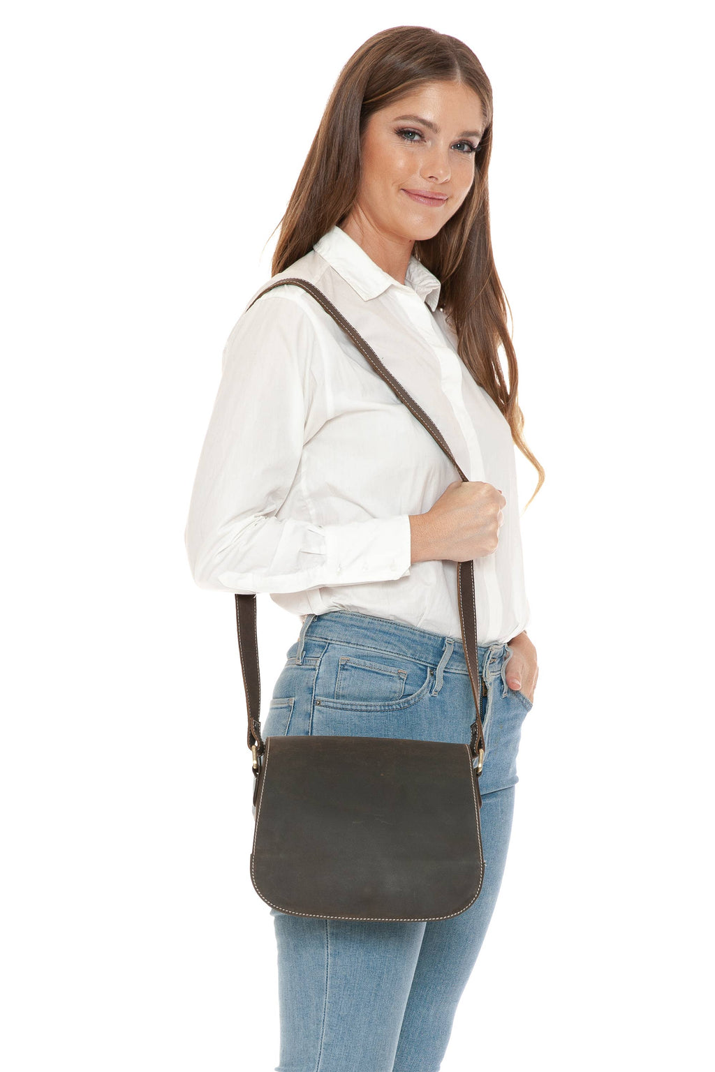 Hunter Leather Flap Over Saddle Bag