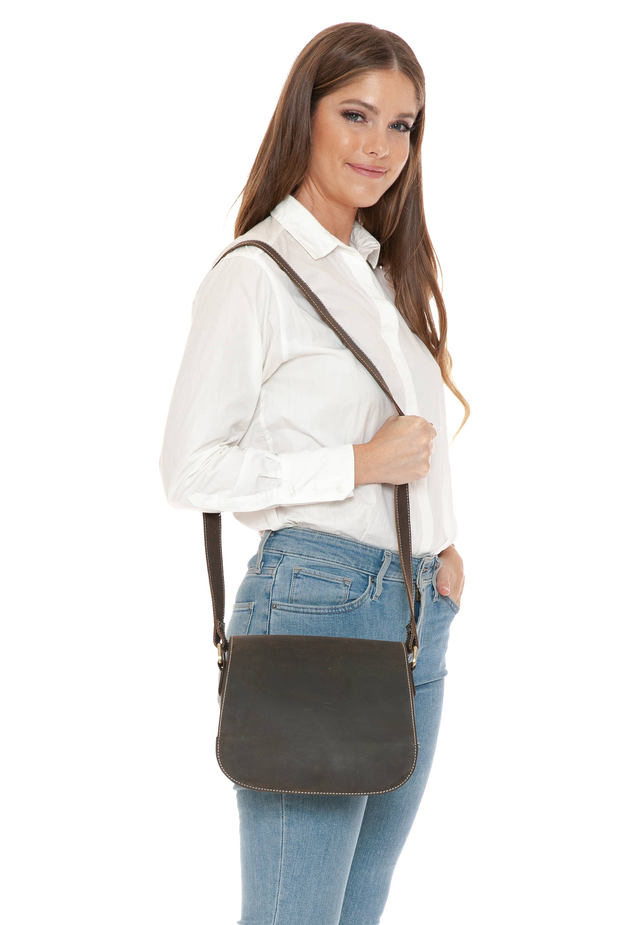 Hunter Leather Flap Over Saddle Bag