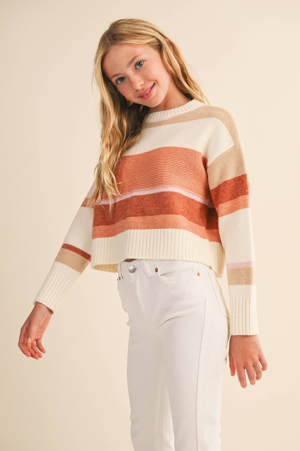 PRE-ORDER- TWEEN KIDS GIRLS ROUND NECK SWEATER (7-14)