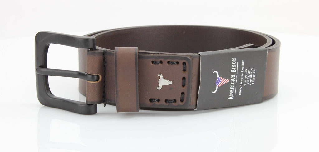 Classic Leather Belt with Fine Stitching and Logo - ABB 010