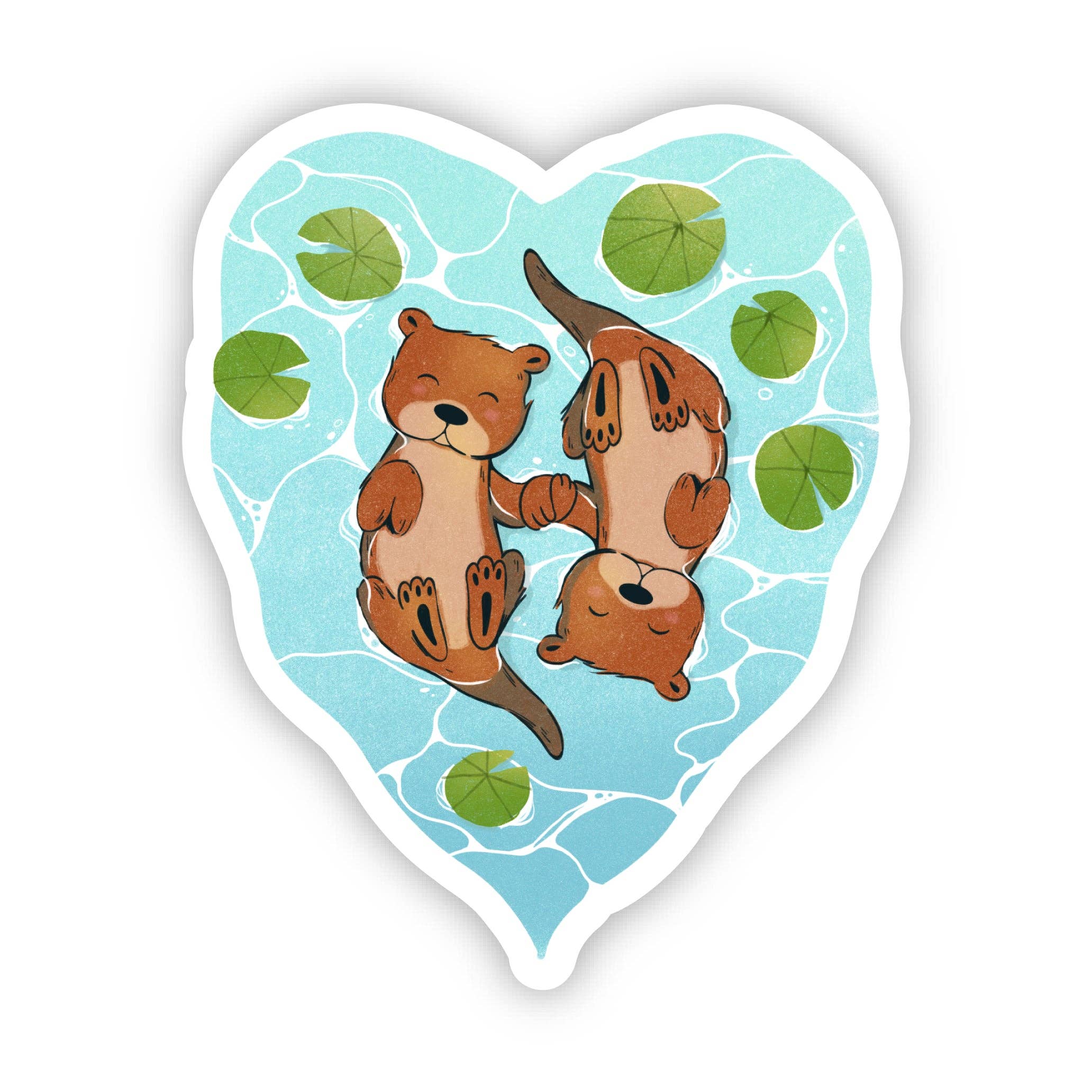 Holding Hands Otter Heart Sticker