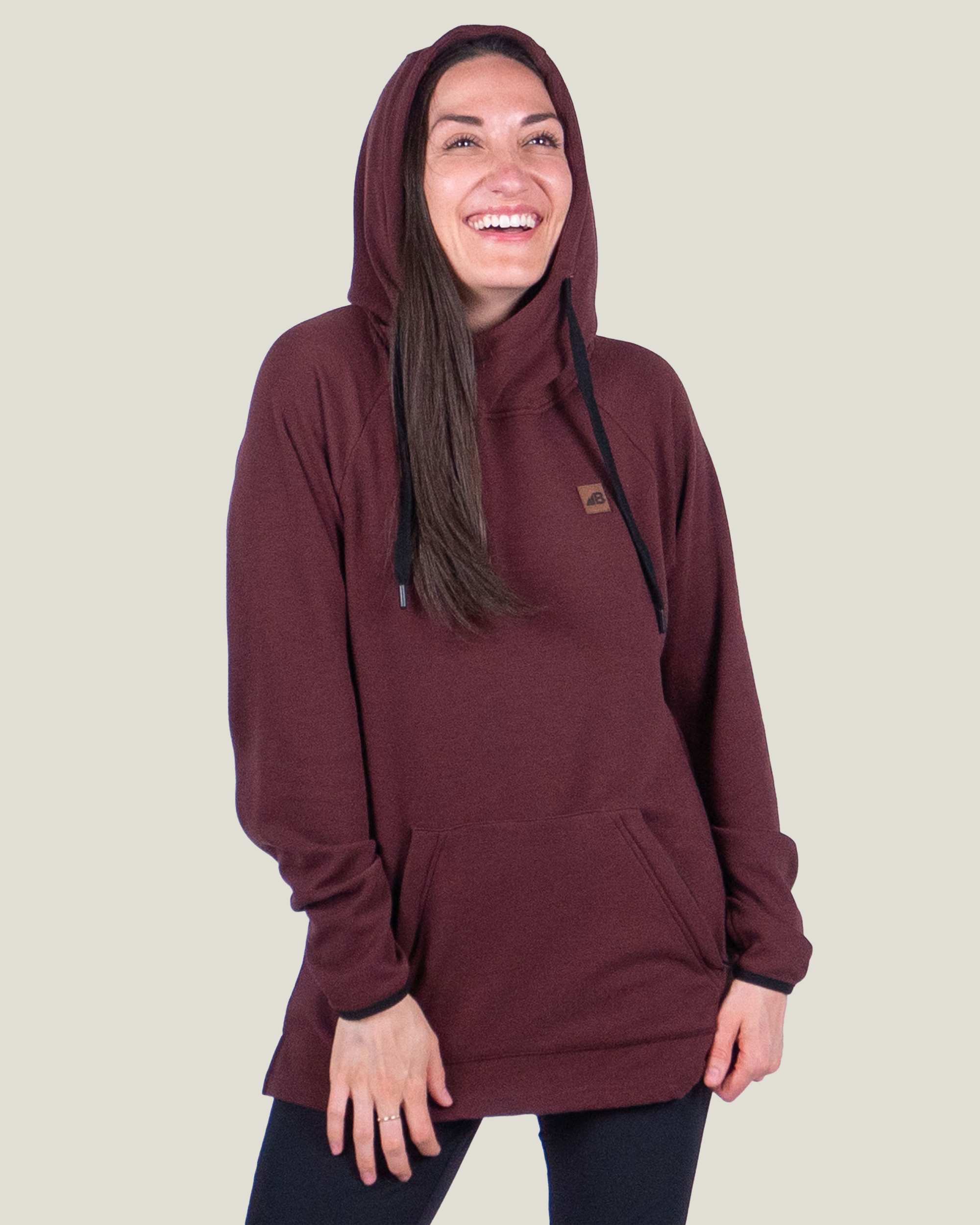 Women's Torreys Fleece Hoodie Burgundy T-Shirt Cuff