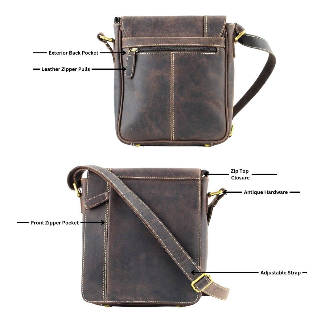 Hunter Leather Crossbody Front Zip Pocket