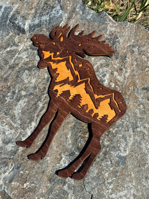 Handmade Mountain Moose Wall Art Wall Decor