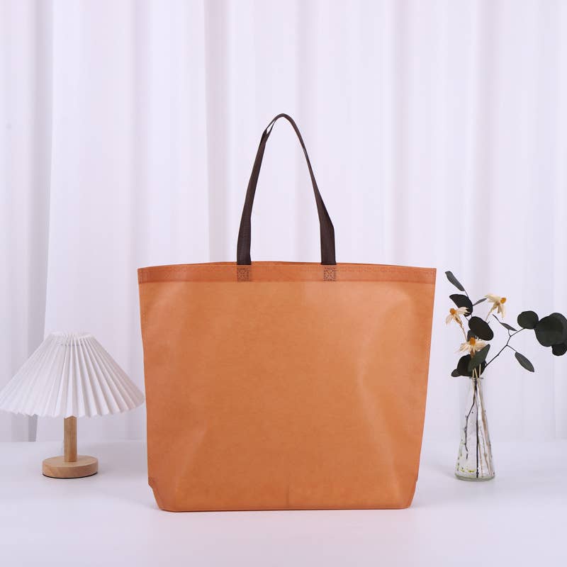 50pcs, 4 Sizes Caramel Non-woven Gift Bag with Brown Handle