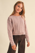 heart and arrow TWEEN KIDS GIRLS WAVY KNITWEAR PULL OVER (7-14) MAUVE