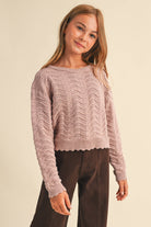 heart and arrow TWEEN KIDS GIRLS WAVY KNITWEAR PULL OVER (7-14) MAUVE