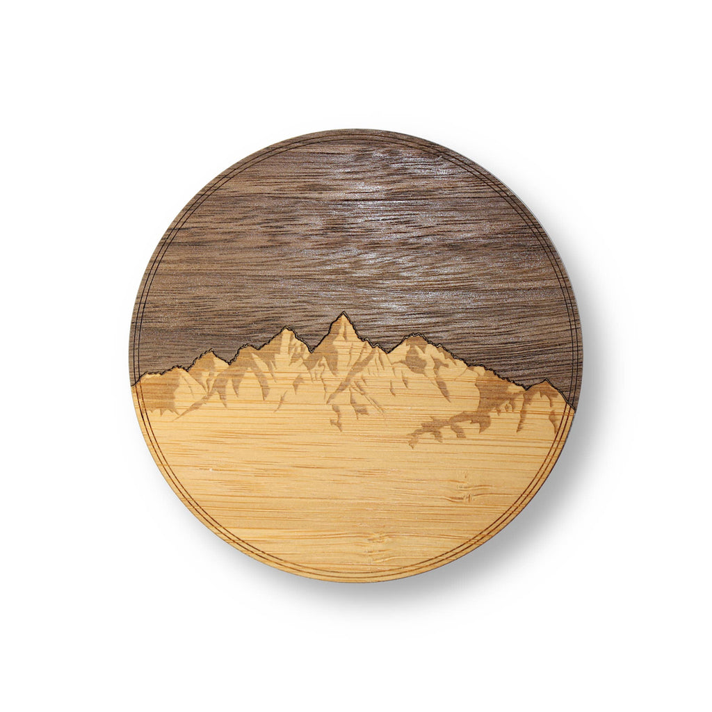 Wood Coasters (Sawtooth Mountains in Black Walnut & Bamboo)