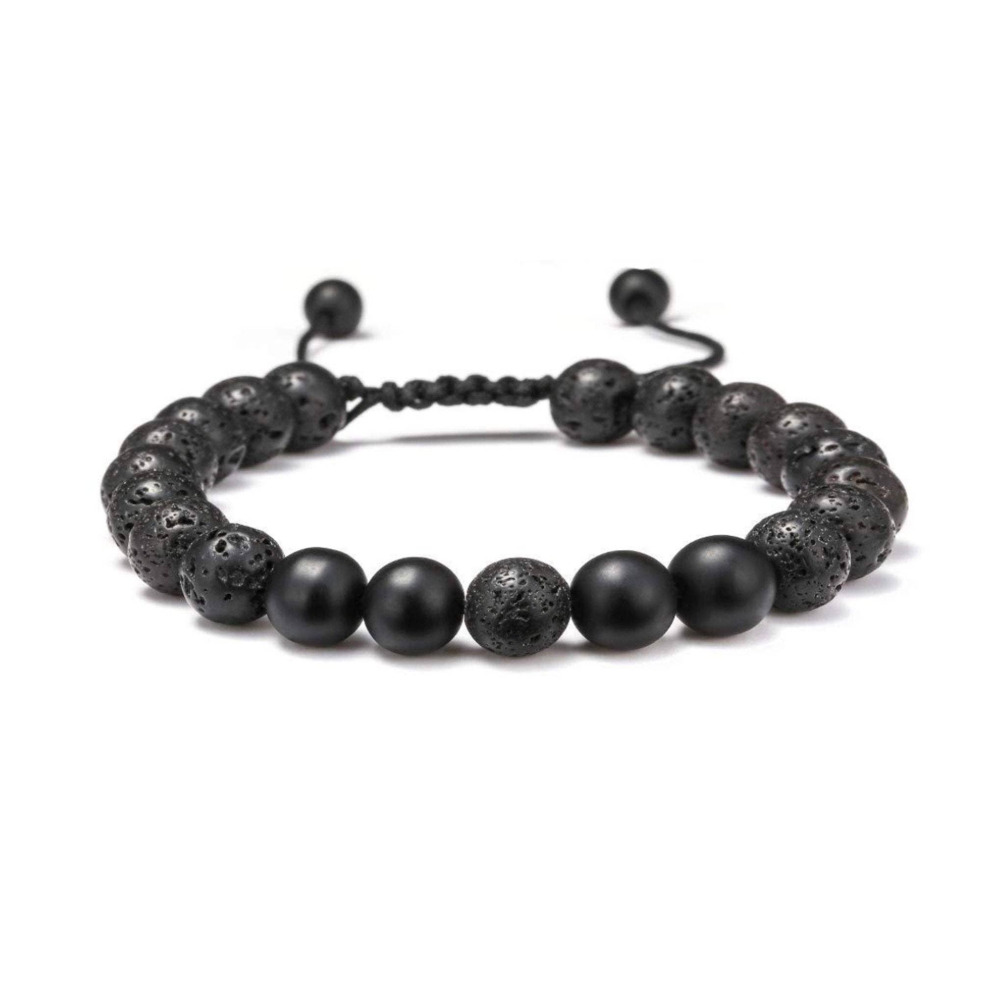 Lava Bead Adjustable Bracelets All Black