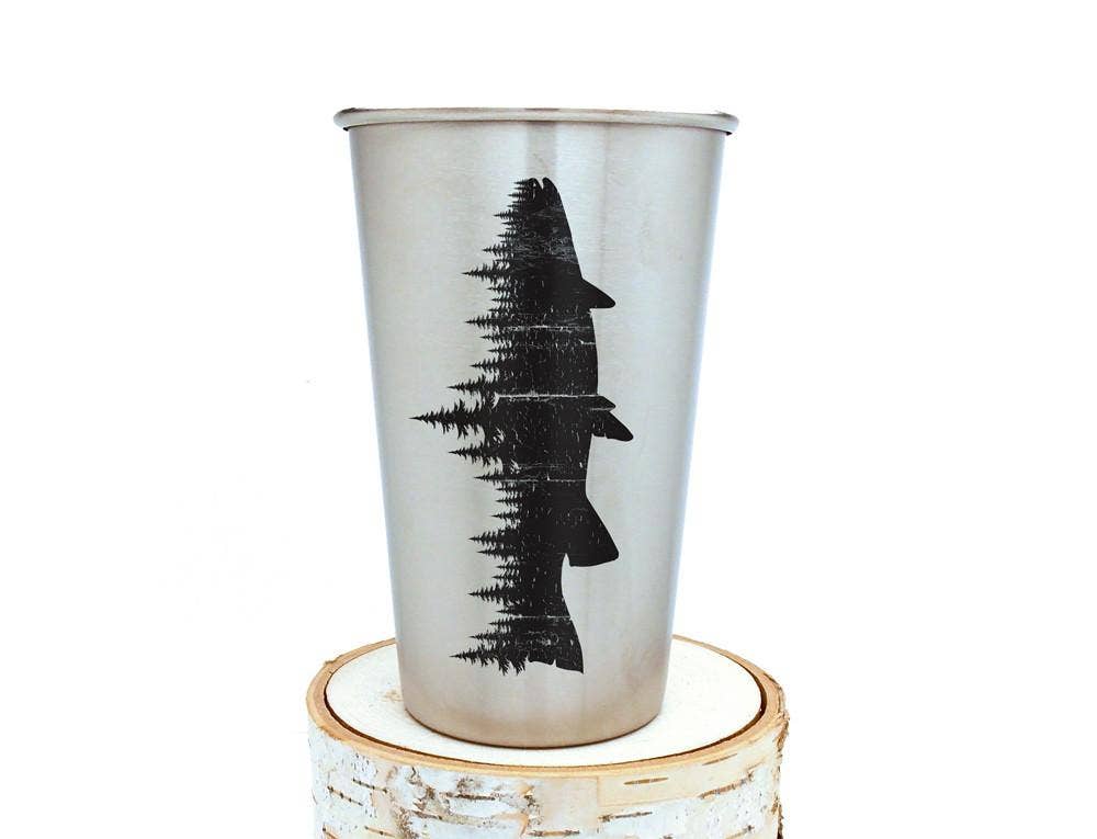 Black Lantern Stainless Pint Fish and Forest