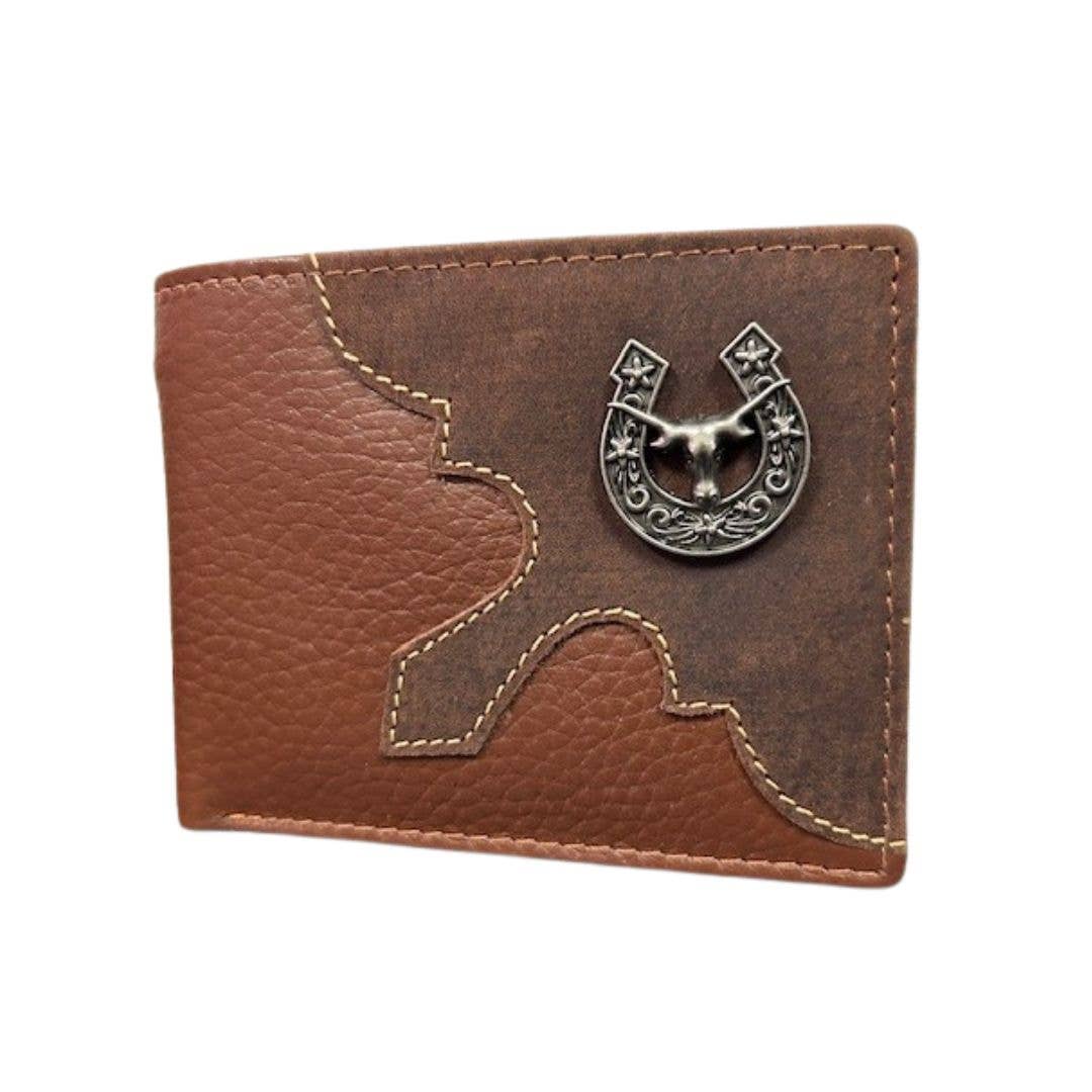 Mixed Media Bifold Rodeo Wallet with Medallion AB1915