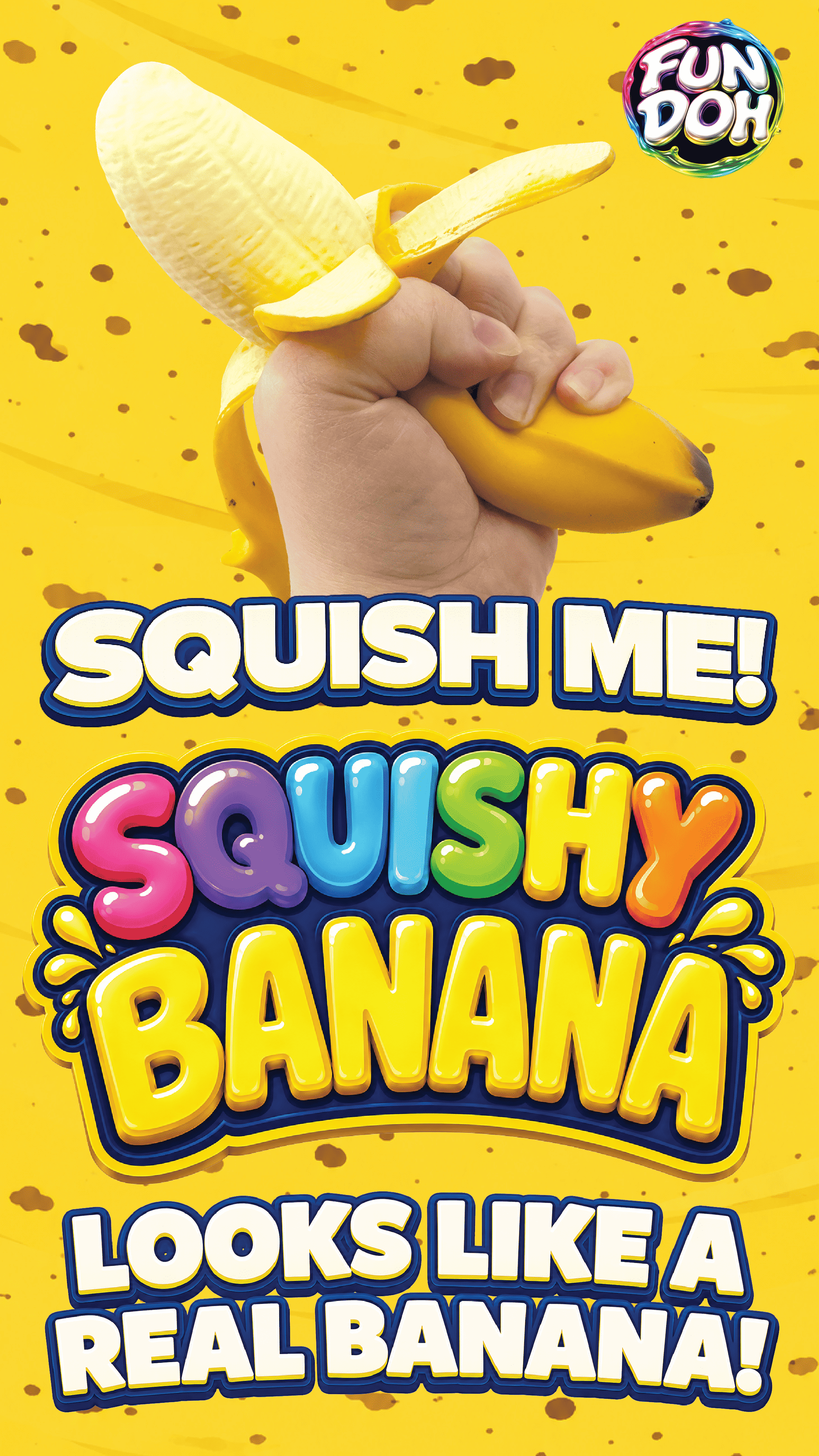 Novelty Brands Fun Doh Squishy Banana Stress Relief Toy
