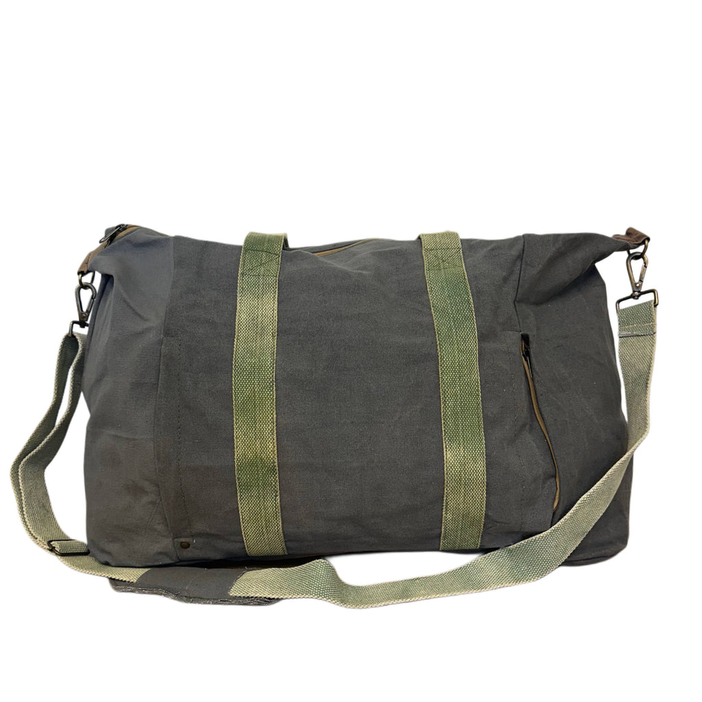 Olive Green Canvas Weekender Duffle Bag