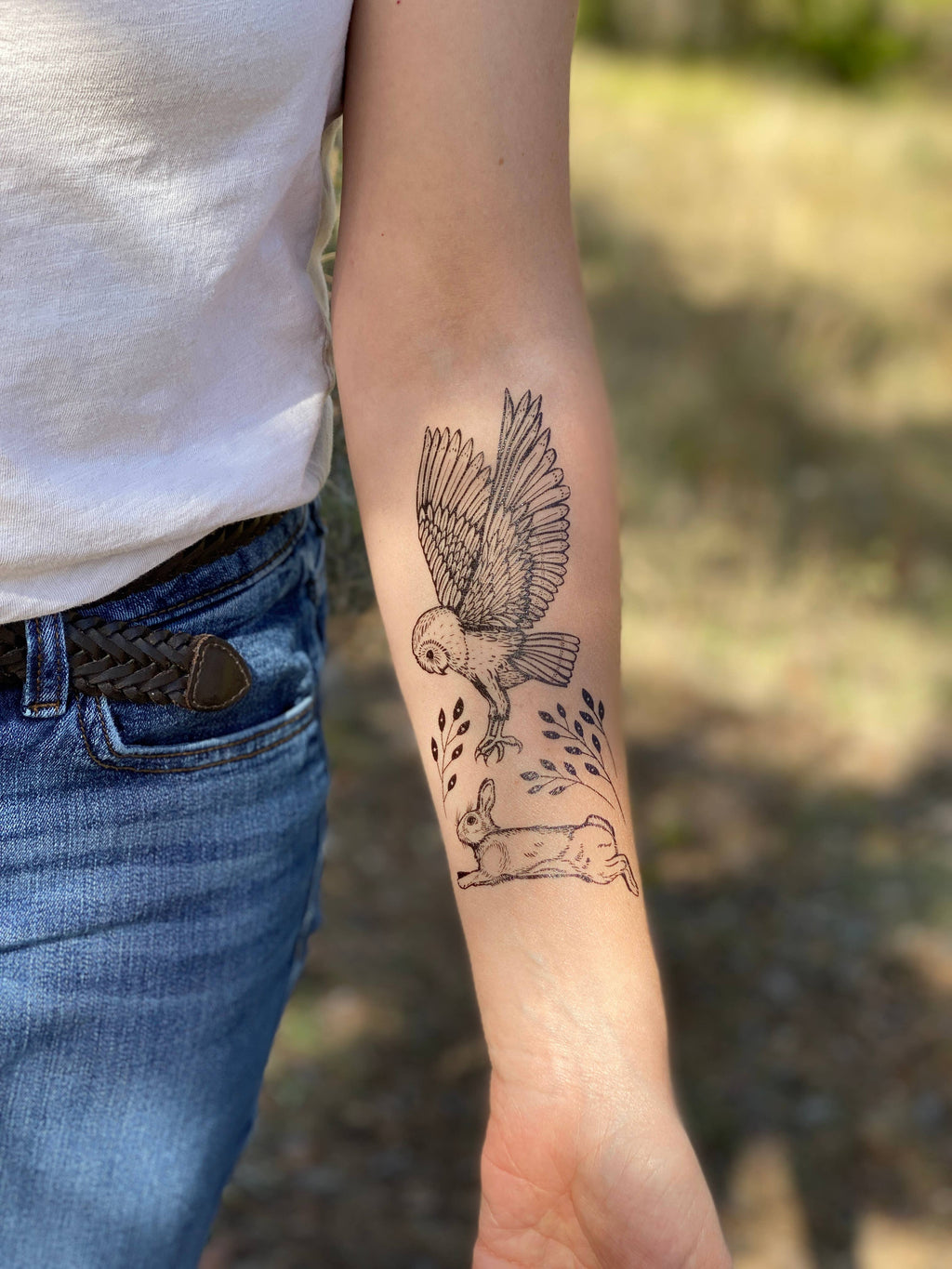 Owl & Rabbit Temporary Tattoo