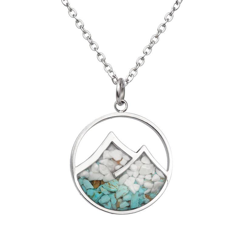 Bamboo Trading Company Mountain and Earth Necklace Round - Turquoise and White Howlite