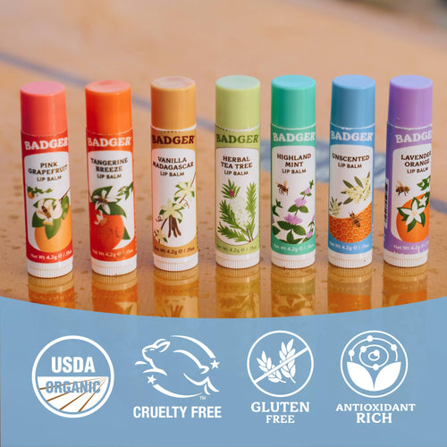 Badger Unscented Classic Lip Balm for Sensetive Lips