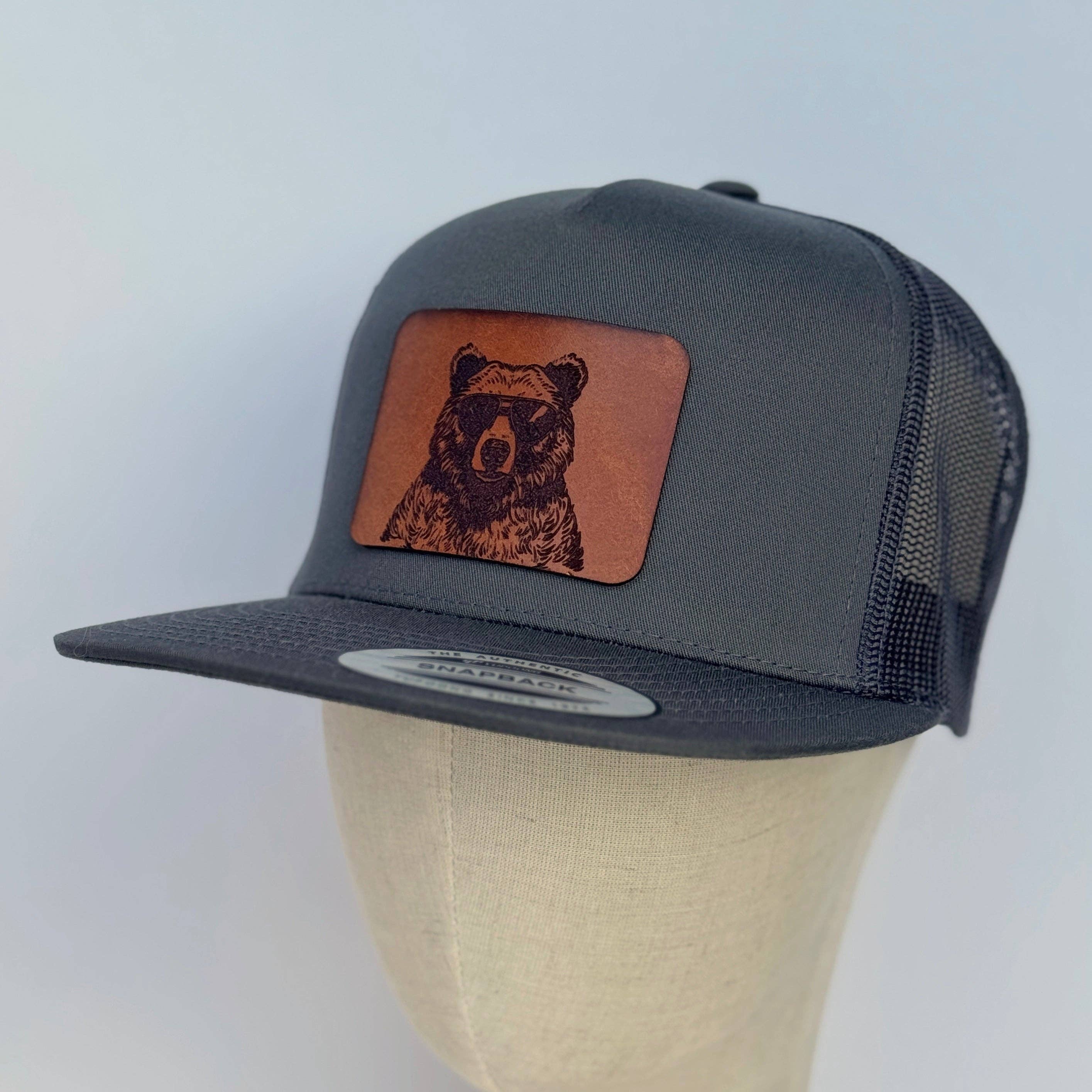 The Lonely Pine Shady Beast | bear in sunglasses leather patch hat
