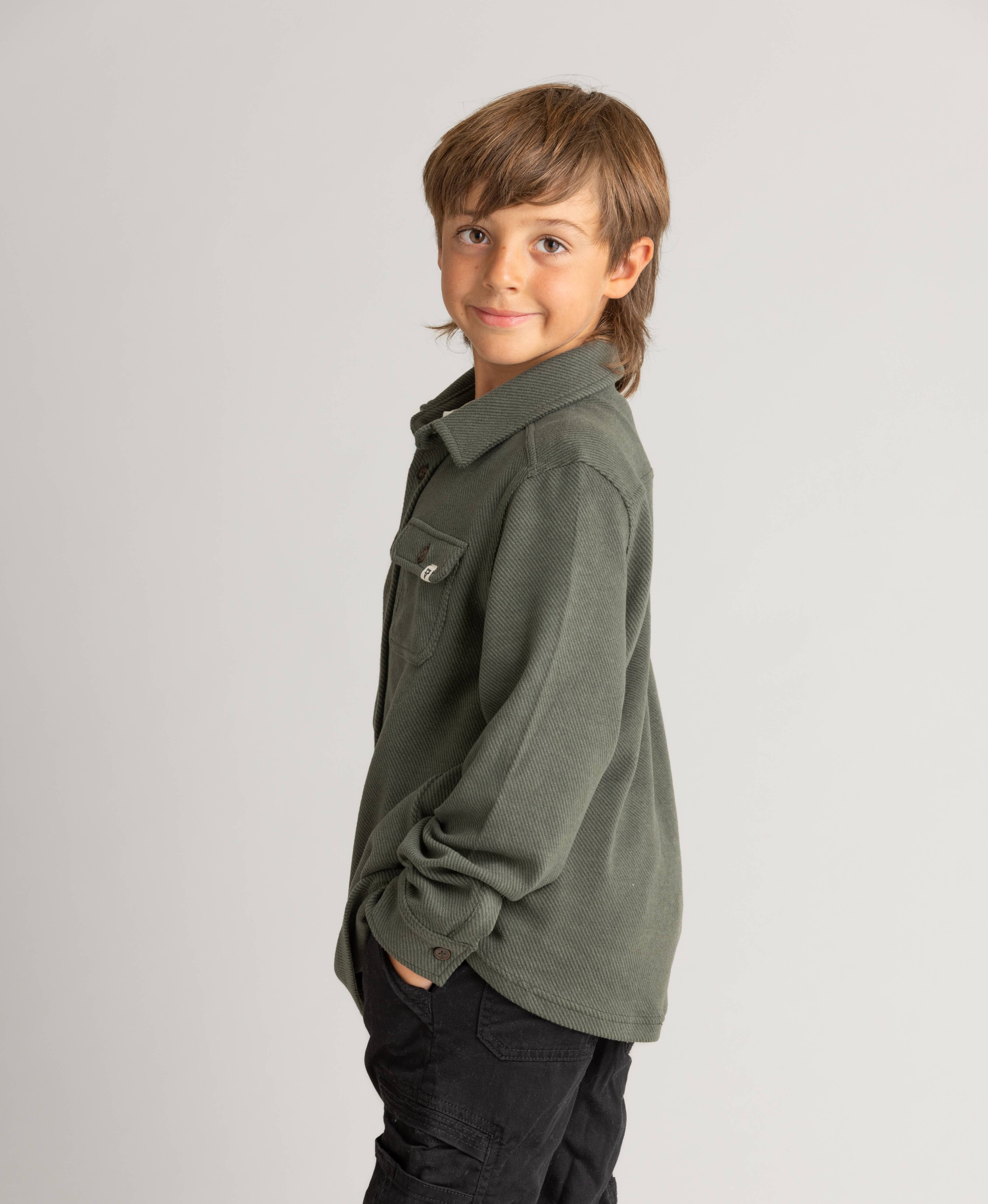 Boys Lichen Stretch Flannel Shirt