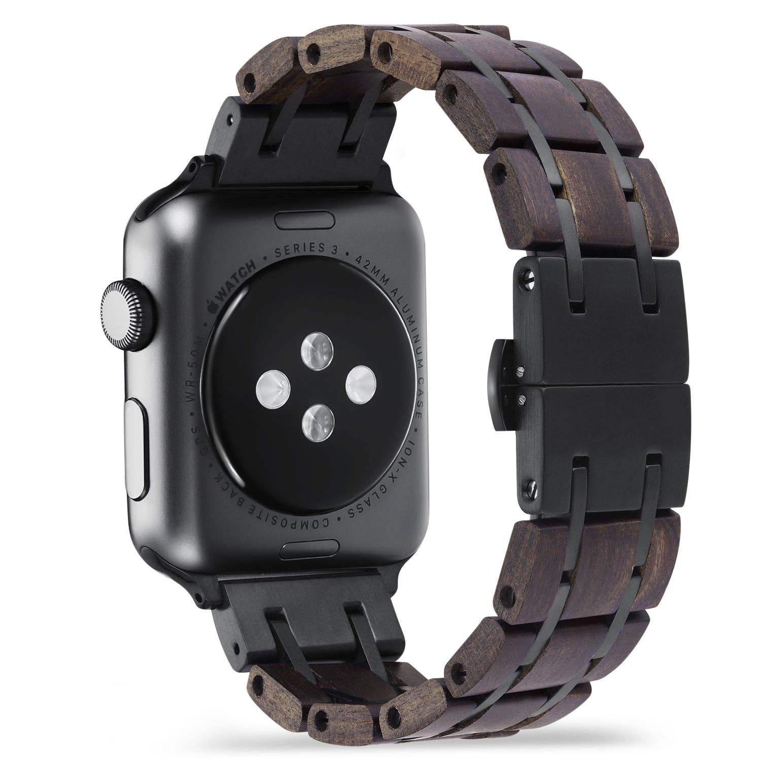 Joycoast Wood Apple Watch Band | Black Sandalwood + Stainless Steel