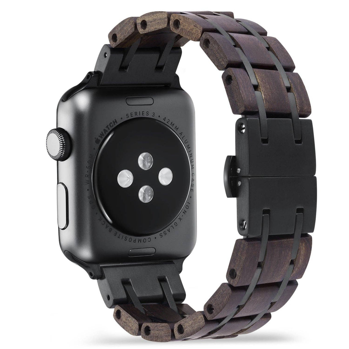 Joycoast Wood Apple Watch Band | Black Sandalwood + Stainless Steel