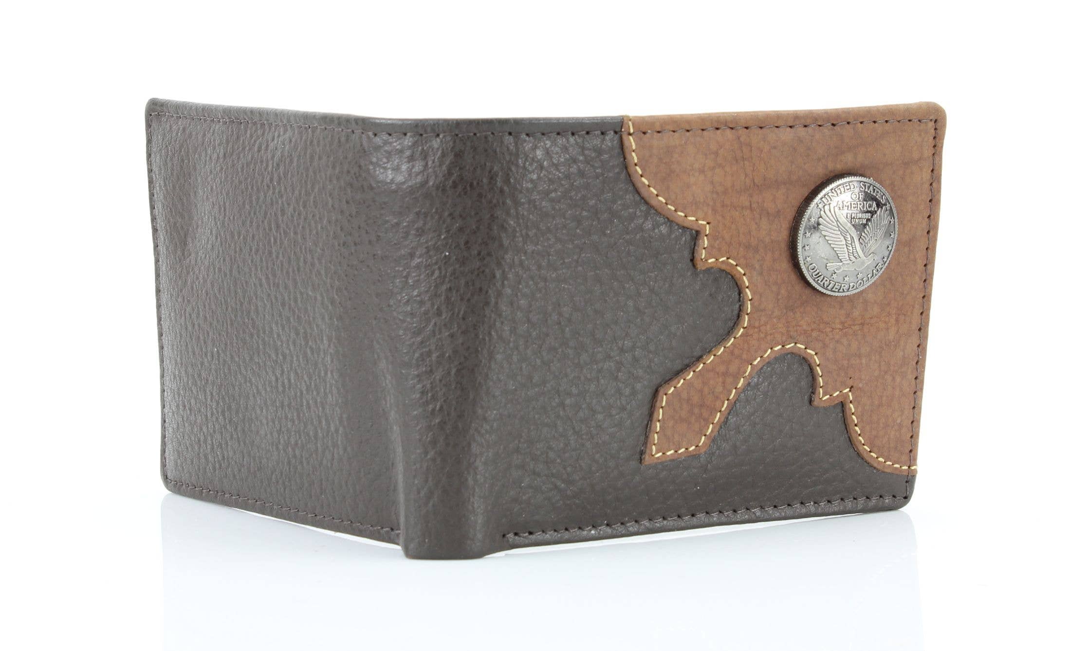 Mixed Media Bifold Rodeo Wallet with Medallion AB1915