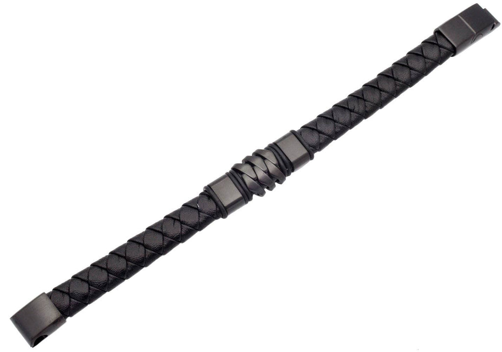 Black Leather & S.Steel Bracelet