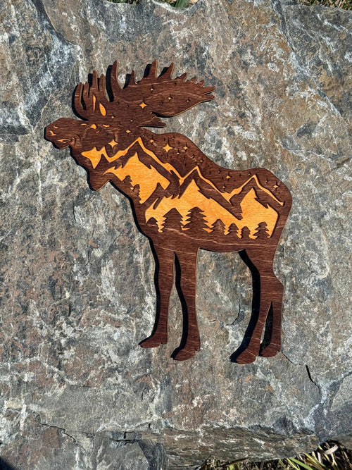 Handmade Mountain Moose Wall Art Wall Decor