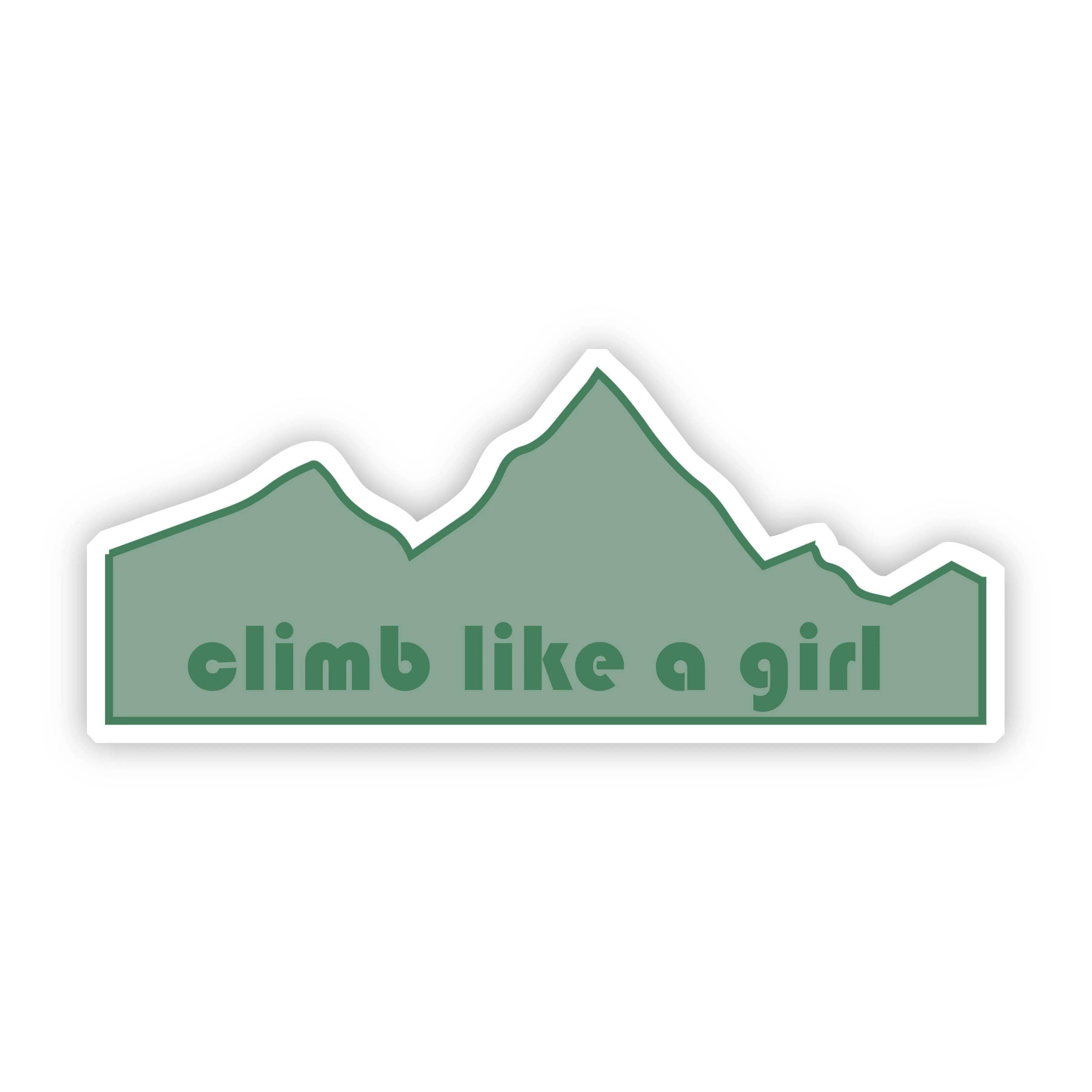 Climb Like a Girl Green Mountain Sticker Green