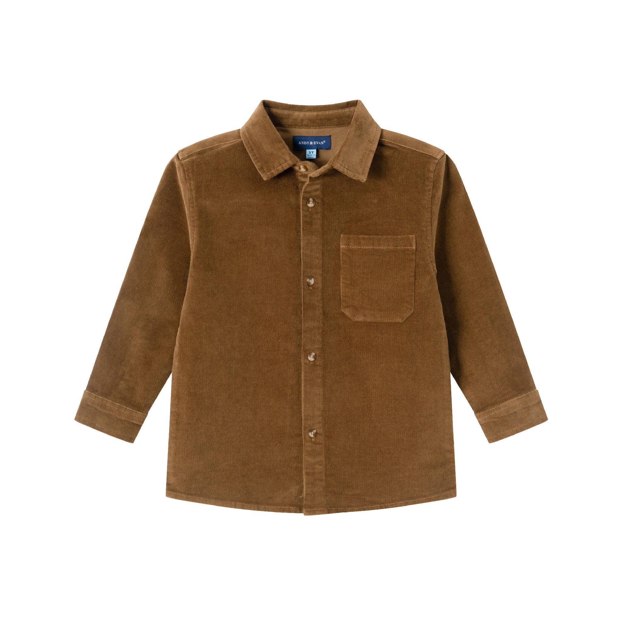 Kids Garment Washed Cord Buttondown | Brown Brown