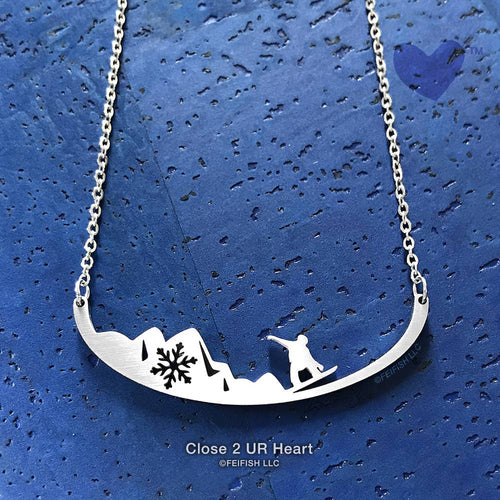 Stainless Steel Necklaces Snowboarder