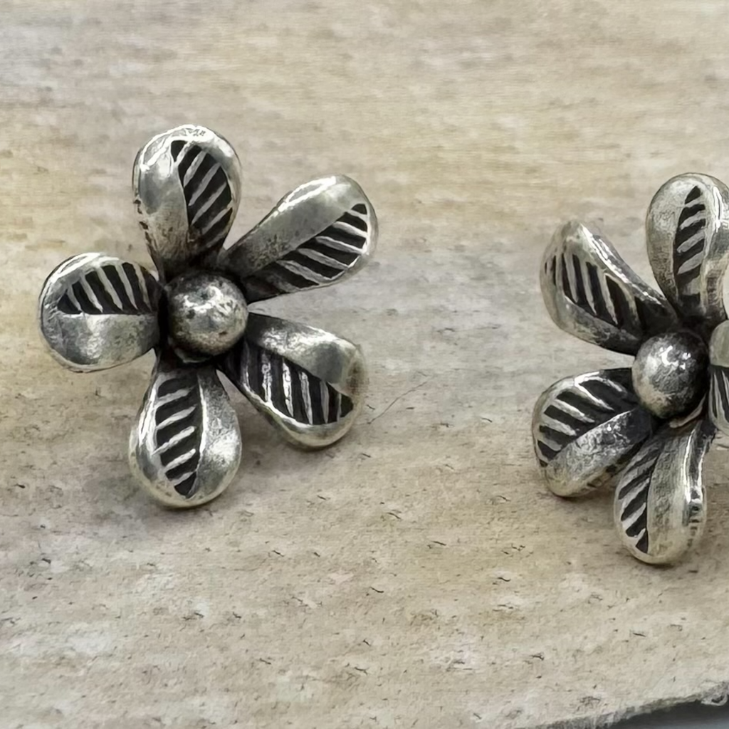 Sterling silver flower studs